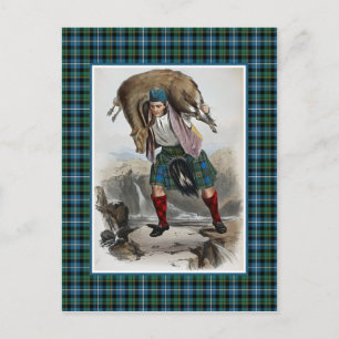 Carte Postale Clan MacRae Illustration Vintage Tartan Frame