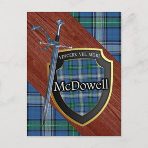 Carte Postale Clan McDowell Tartan Sword & Shield