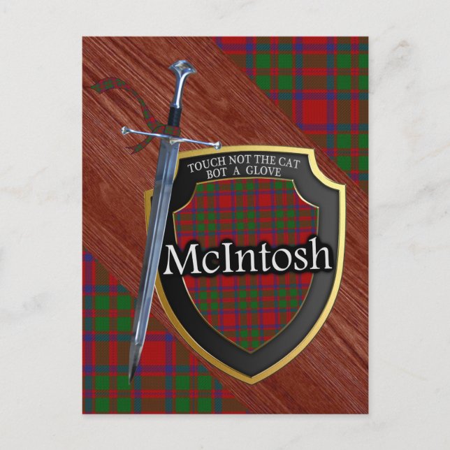 Carte Postale Clan McIntosh Tartan Sword & Shield (Devant)
