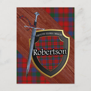 Carte Postale Clan Robertson Tartan Sword & Shield