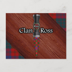 Carte Postale Clan Ross Tartan Sgian Dubh Blade