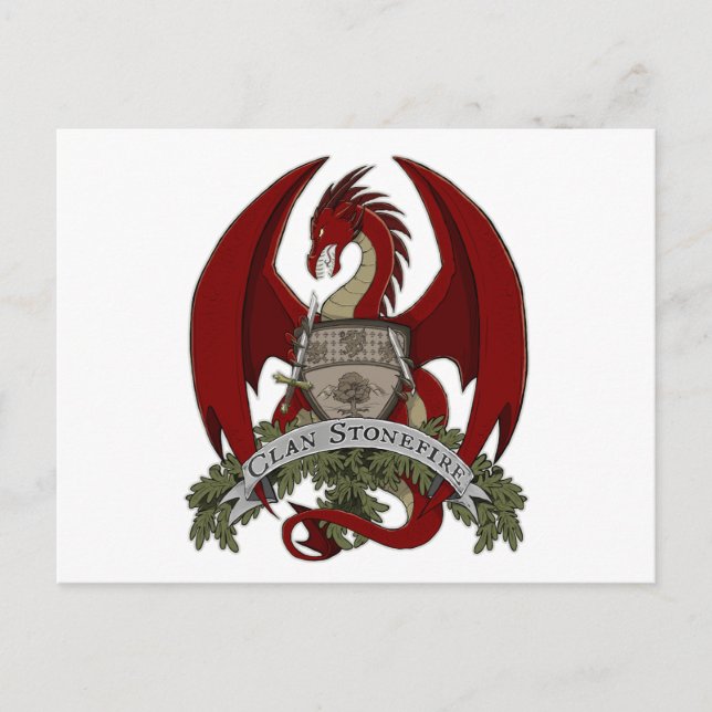 Carte postale Clan Stonefire Crest (Dragon Rouge) (Devant)