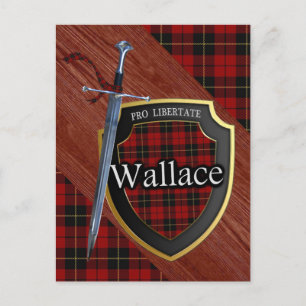 Carte Postale Clan Wallace Tartan Epée & Bouclier