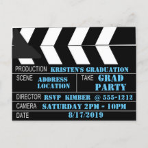 Carte postale Clapperboard Invitation personnalisé