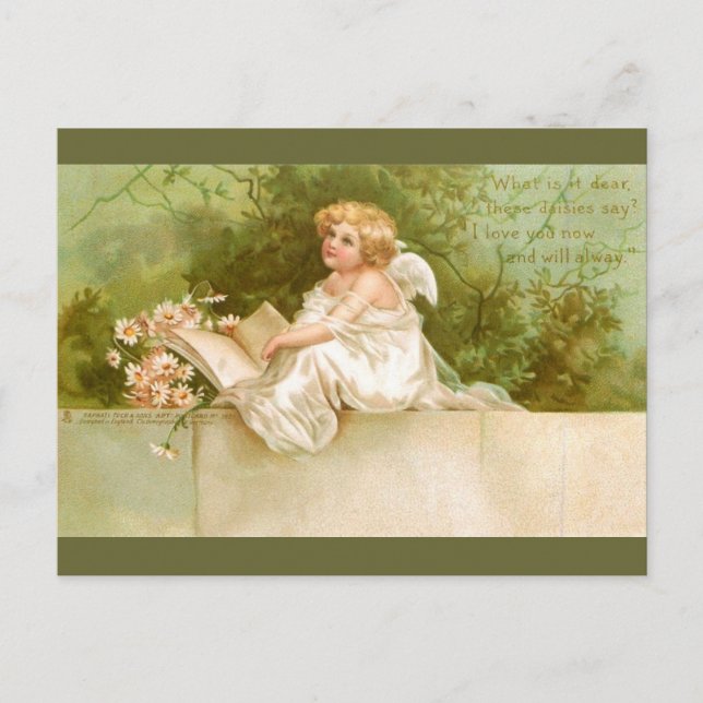 Carte Postale Clapsaddle : Angel avec livre et fleurs (Devant)