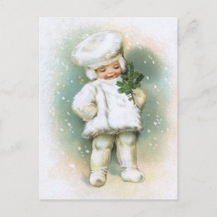 Carte Postale Clapsaddle : Garçon d'hiver avec Fir Twig