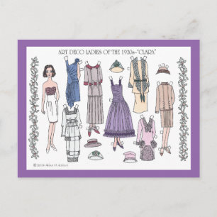 Carte Postale Clara, Art Déco Lady des années 1920 Poupée en pap
