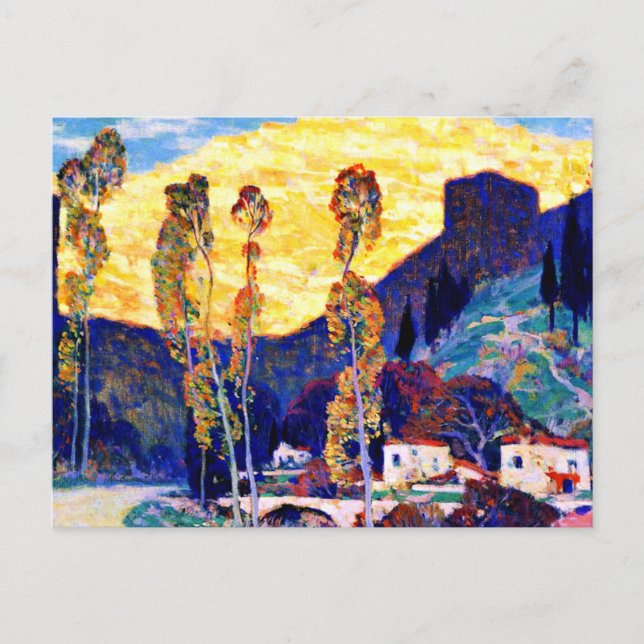 Carte Postale Clarence Gagnon art, Soirée, Sienne (Devant)