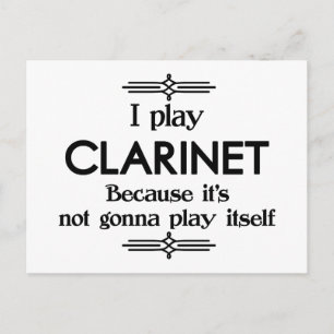Carte Postale Clarinette - Jouer tout seul Musique Deco Drôle