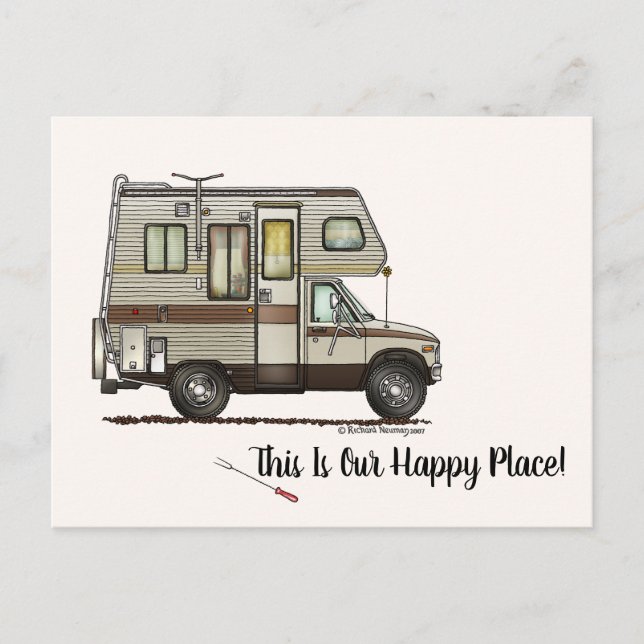 Carte Postale CLASS C RV joyeux camper art Cute (Devant)