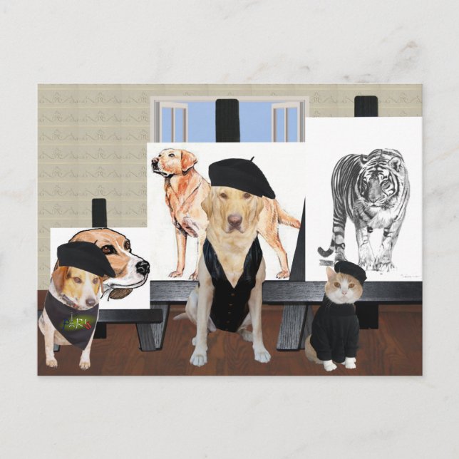 Carte Postale Classe d'art pour animaux de compagnie personnalis (Devant)