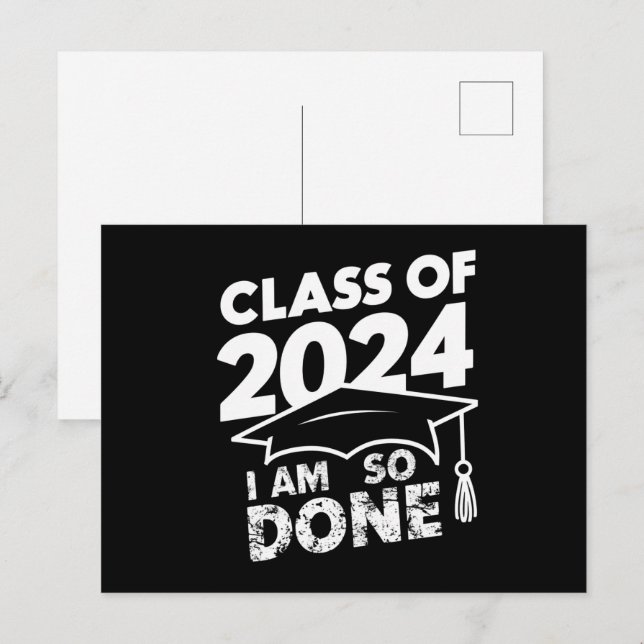 Carte Postale Classe De 2024 Terminé Graduation Funny Graduate (Devant / Derrière)