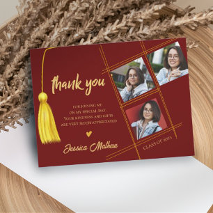 Carte Postale Classe de Merci Red Multi Photo Graduation 2025