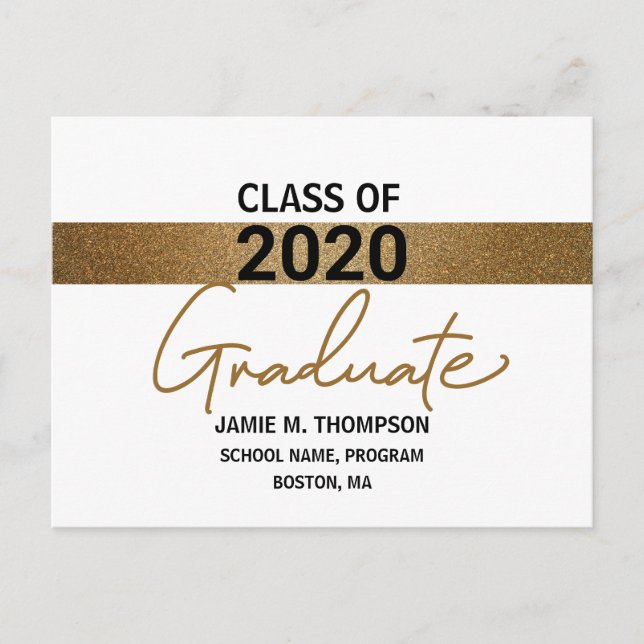 Carte Postale Classe d'impression Gold de 2020 Graduation faire- (Devant)