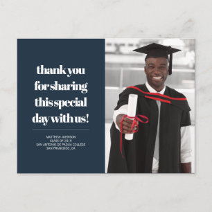 Carte Postale Classe of 2019   Photo de graduation Thank You