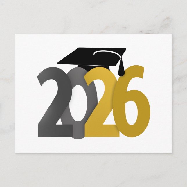 Carte Postale Classe or et argent de 2026 Graduation (Devant)