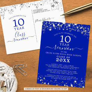 Carte Postale Classe Reunion Royal Blue Stars Lights Chaque Anné