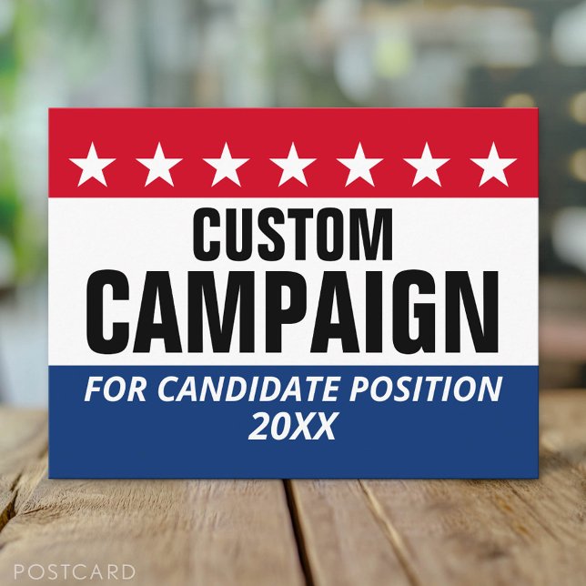 Carte Postale Classic Campaign Design Stars Nom personnalisé Pos (Custom Campaign Postcard)