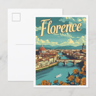 Carte Postale Classic Florence Italie Vintage voyage rétro