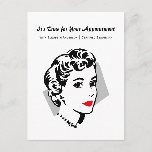 Carte Postale Classic Red Lips femme Salon Rappel de rendez-vous (Devant)