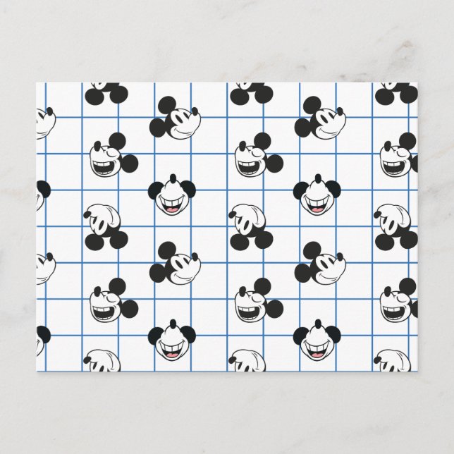 Carte Postale Classic Smiling Mickey Mouse Grid Pattern (Devant)
