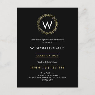 Carte Postale Classic Wreath Graduation Invitation