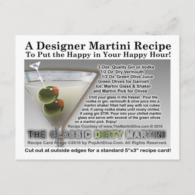 Carte postale classique à base de martini (Devant)