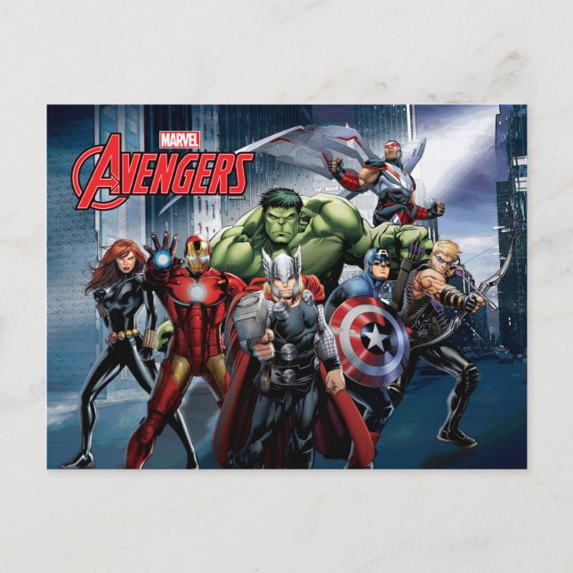 Carte Postale Classique Avengers | Thor Leading Avengers (Devant)