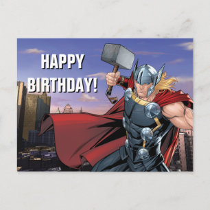 Carte Postale Classique Avengers   Thor Leaping Avec Mjolnir