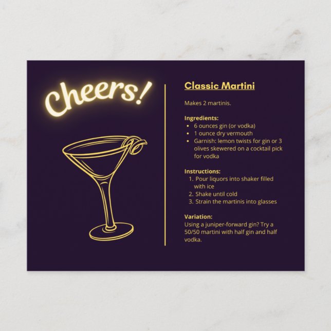 Carte postale classique Cocktail - Martini (Devant)