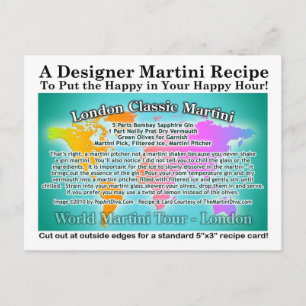 Carte postale classique de Londres Gin Martini Rec