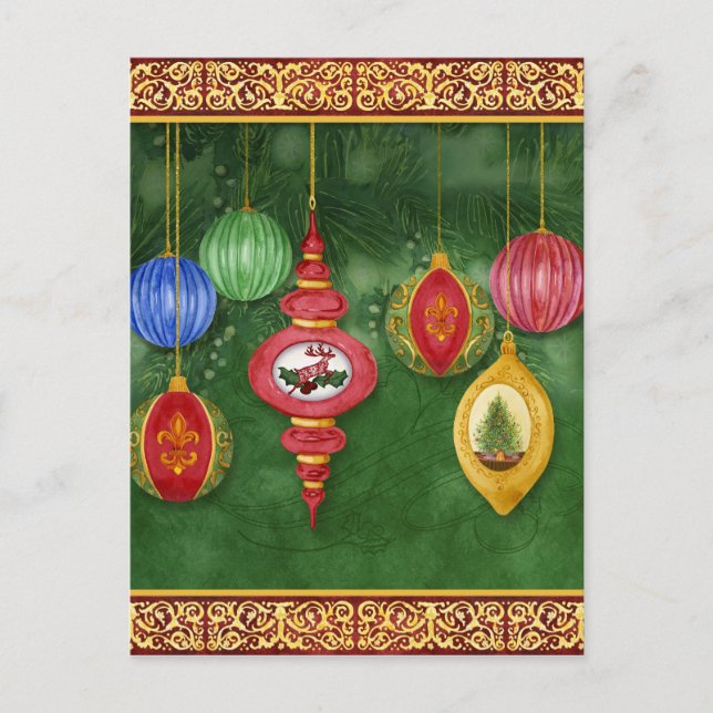 Carte postale classique de Noël Ornament Invitatio (Devant)