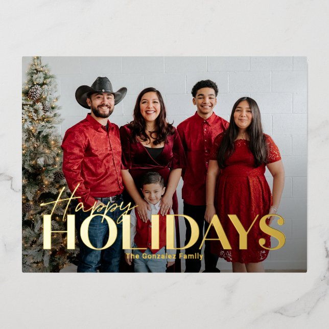 Carte postale classique Gras Foil Happy Holidays (Recto)