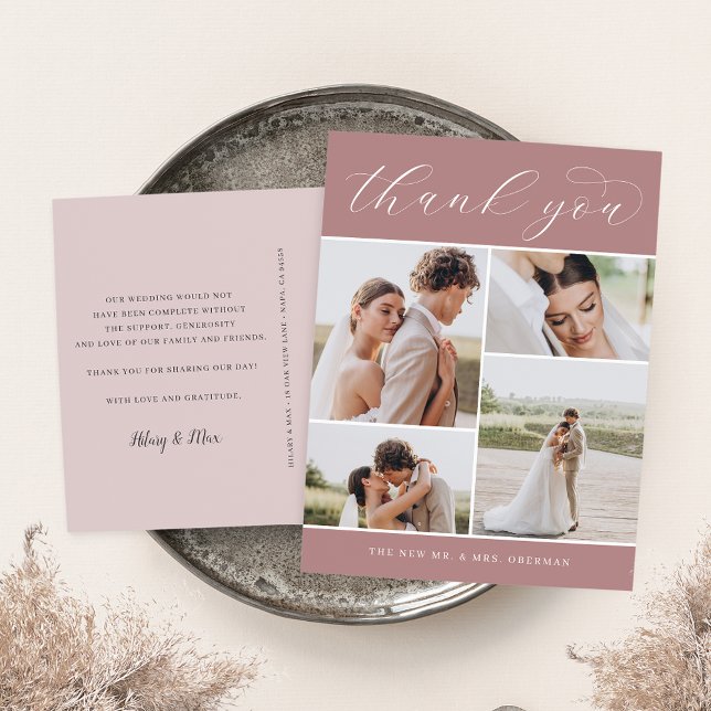Carte Postale Classique quatre | Merci de Mariage multiphoto (Créateur téléchargé)
