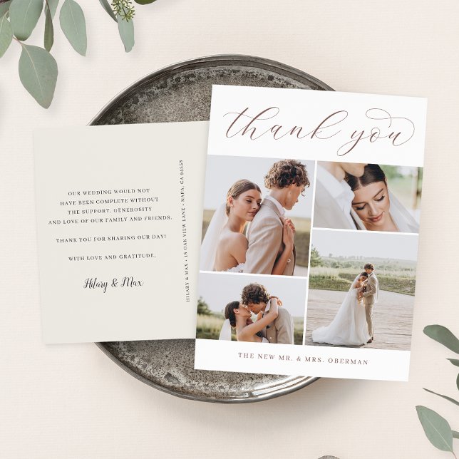 Carte Postale Classique quatre | Multiphoto Mariage Merci Postc (Créateur téléchargé)