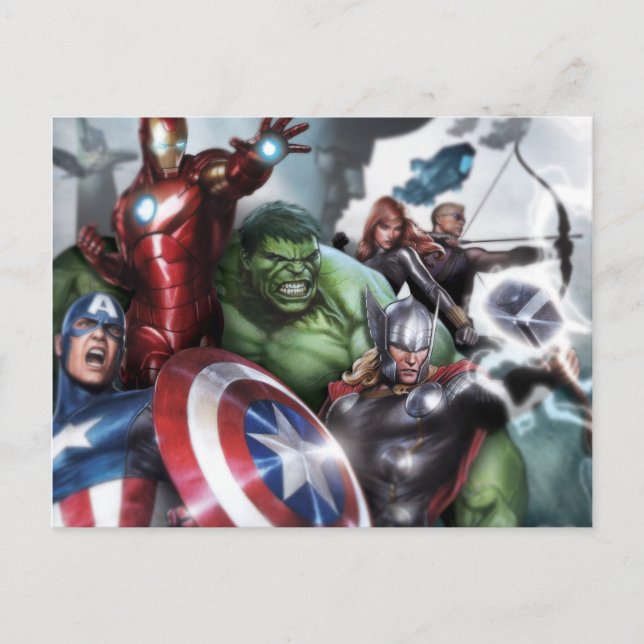 Carte Postale Classiques Avengers | Prêt pour le combat Dessin (Devant)