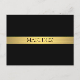 Carte Postale Classy Faux Gold Stripe & Black Arrière - plan ou
