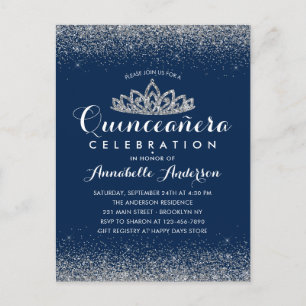 Carte Postale Classy Royal Blue Quinceañera Parties scintillant 