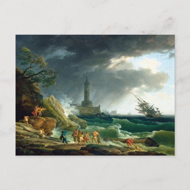 Carte Postale Claude-Joseph Vernet Une tempête sur un Po méditer (Devant)