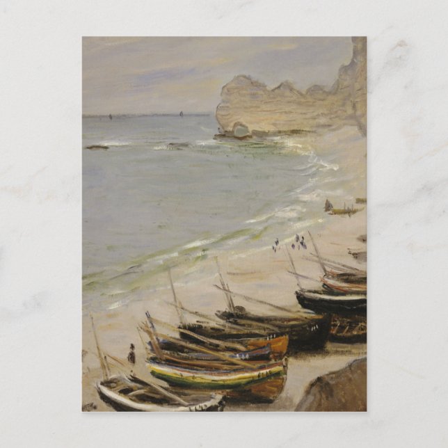Carte Postale Claude Monet - Bateau Sur La Plage À Etretat (Devant)