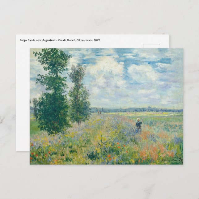 Carte Postale Claude Monet - Champs de pavot près d'Argenteuil ( (Devant / Derrière)