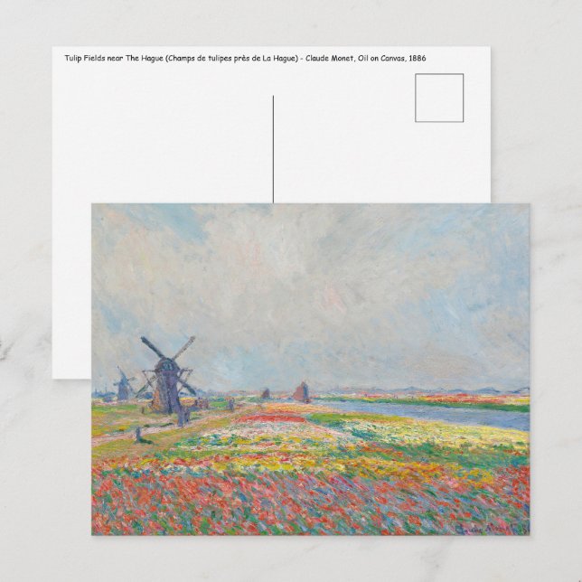 Carte Postale Claude Monet - Champs de tulipe près de La Haye (Devant / Derrière)