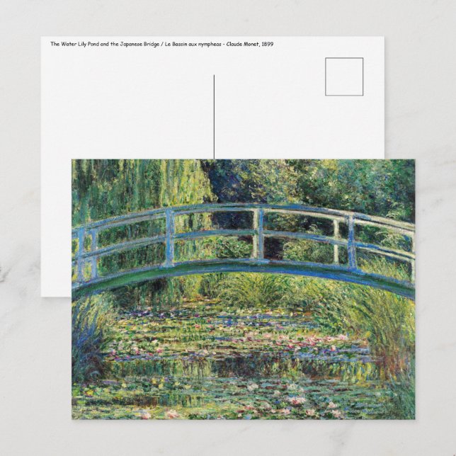 Carte Postale Claude Monet - Etang Lily et Pont Japonais (Devant / Derrière)
