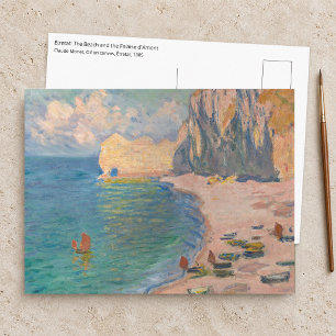 Carte Postale Claude Monet - Etretat : Plage et Falaise d'Amont