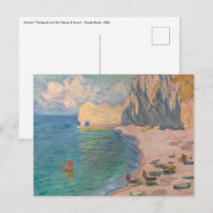 Carte Postale Claude Monet - Etretat : Plage et Falaise d'Amont