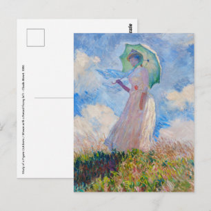 Carte Postale Claude Monet - Femme avec Parasol face à gauche