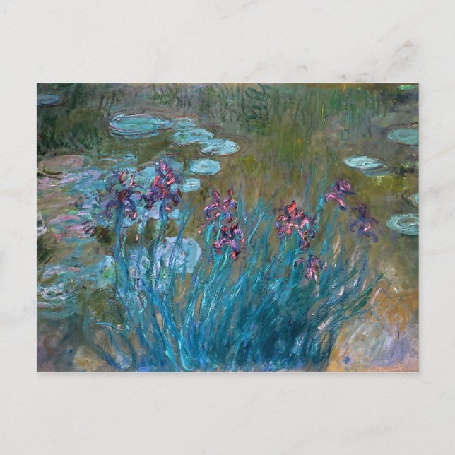 Carte Postale Claude Monet : Irises et nénuphars (Devant)