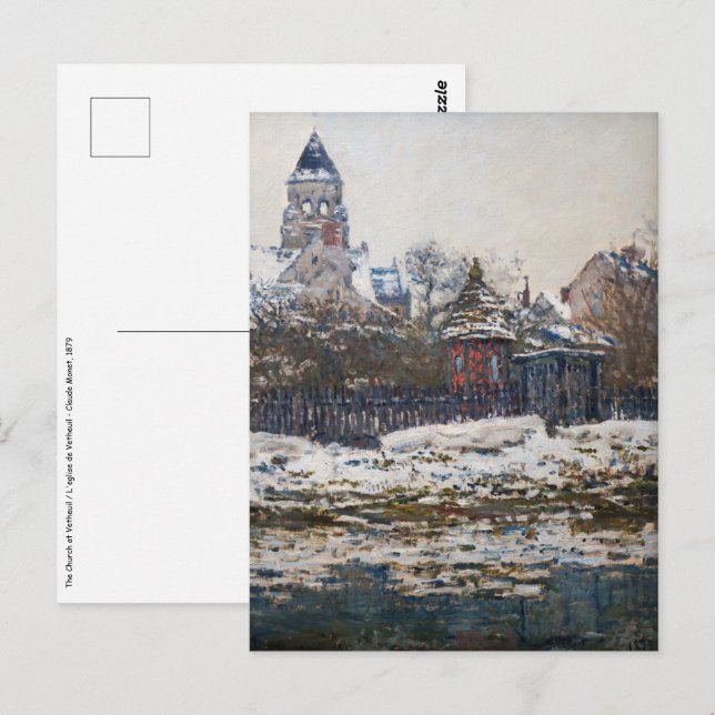 Carte Postale Claude Monet - L'église de Vetheuil (Devant / Derrière)