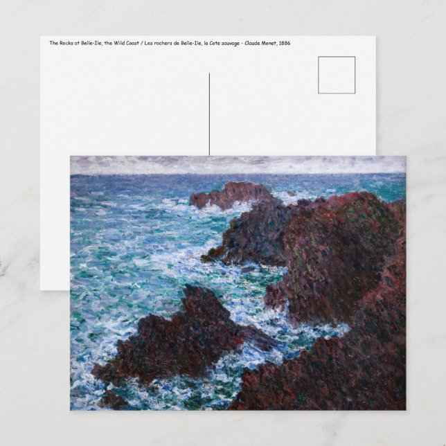 Carte Postale Claude Monet - Les rochers de Belle-Ile, Côte sauv (Devant / Derrière)