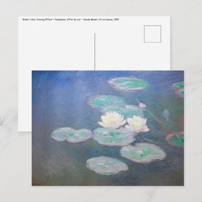 Carte Postale Claude Monet - Lys à eau, effet du soir (Devant / Derrière)